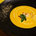 Curry cream soup with shrimp with Pineapple curry sauce Tamaki